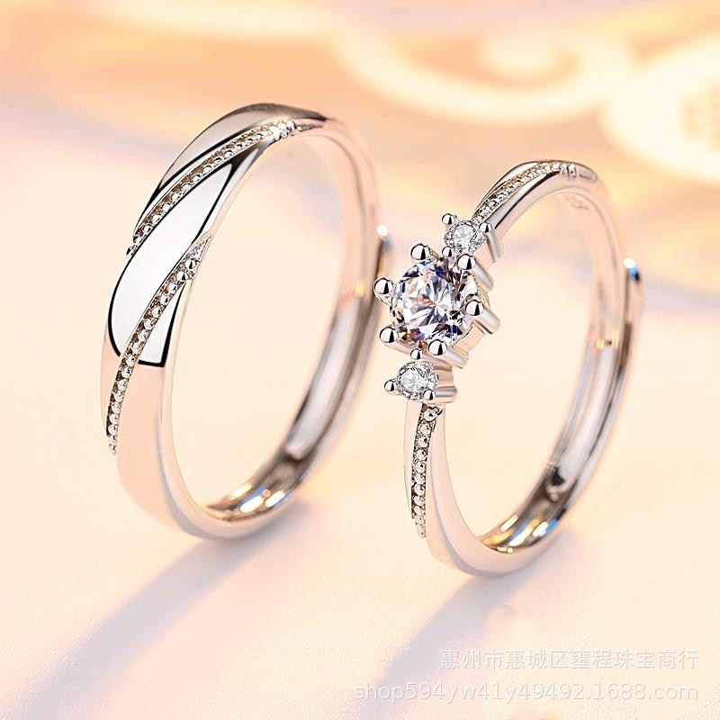 Sterling Silver Jewelry Couple Ring Female Wedding Ring Pair Ring - DropOnline.co