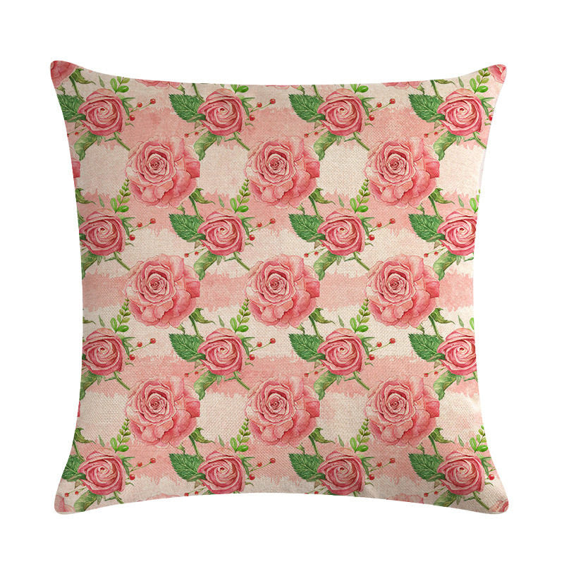 Floral Cushion Cover Cotton Linen Pillowcase - DropOnline.co