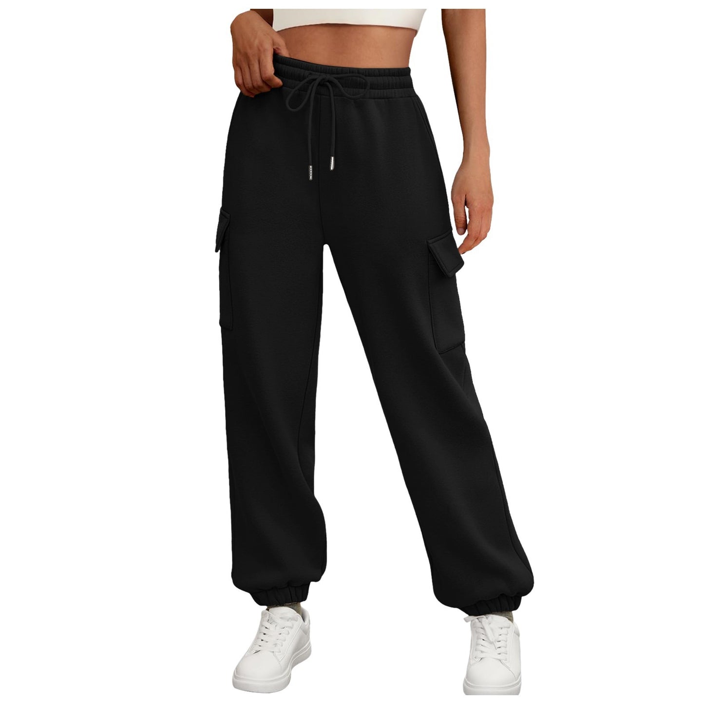 Women's Fleece-Lined Sweatpants - Baggy Athletic Jogger Trousers with Pockets - DropOnline.co