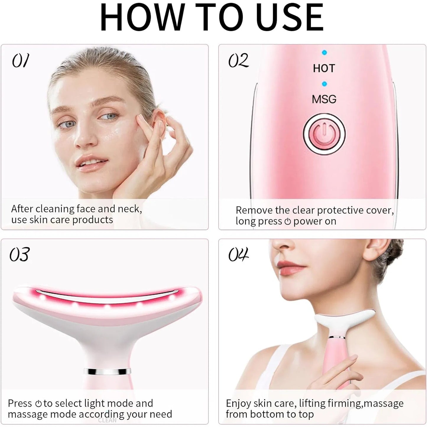 Neck Face Massager, Skin Care Face Massage Tool, 3-in-1 Facial Massager, Face Sculpting Tool With Thermals, Vibration - DropOnline.co