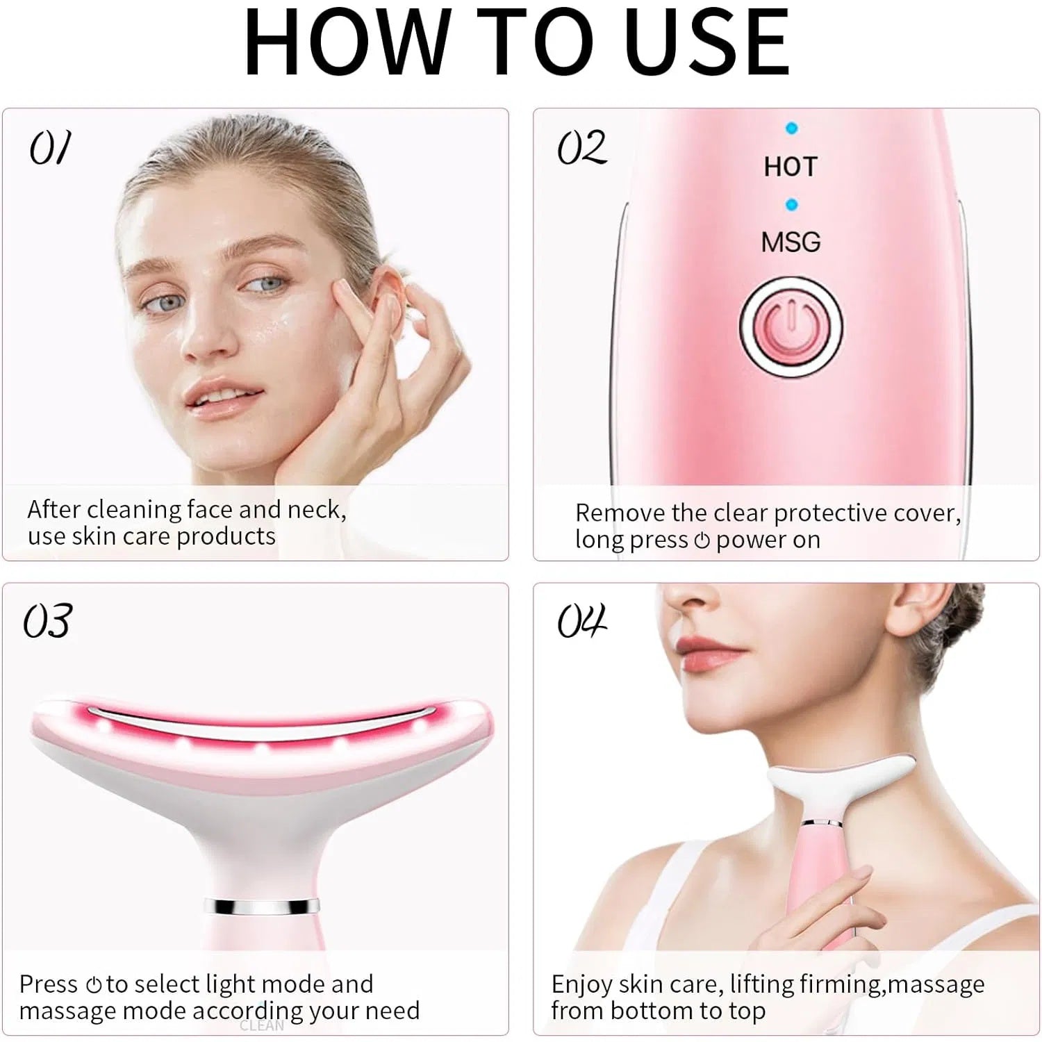 Neck Face Massager, Skin Care Face Massage Tool, 3-in-1 Facial Massager, Face Sculpting Tool With Thermals, Vibration - DropOnline.co
