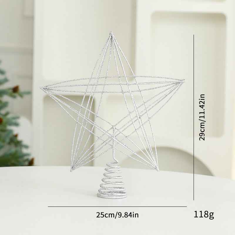 Christmas Metal Star Ornament - Eight Awn Champagne Gold Silver Decoration (25-30cm) - DropOnline.co