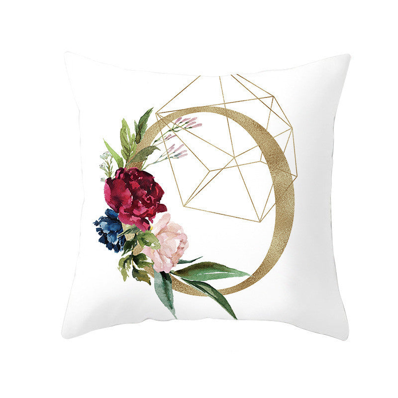 Nordic Style Pillowcase Geometric Golden Letter Pillowcase Peach Skin Sofa Cushion Household Goods - DropOnline.co