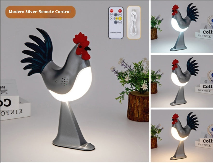LED Rooster Night Light Touch With Sound Rechargeable Bedroom Bedside Lamp Dimmable Car Ambience Aroma Carrying Lamp Home Decor - DropOnline.co