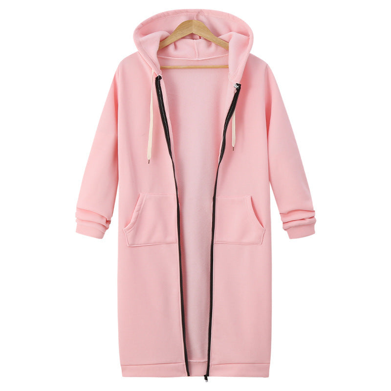 Hooded Long Sleeve Sweater Fleece Long Jacket - DropOnline.co