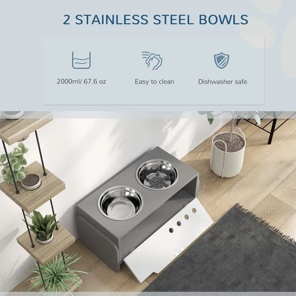 Elevated Dog Bowls, 3 Height Adjustable Raised Dog Bowls W Slow Feeder Mat, Stand, For Medium To Extra Large Dogs - DropOnline.co
