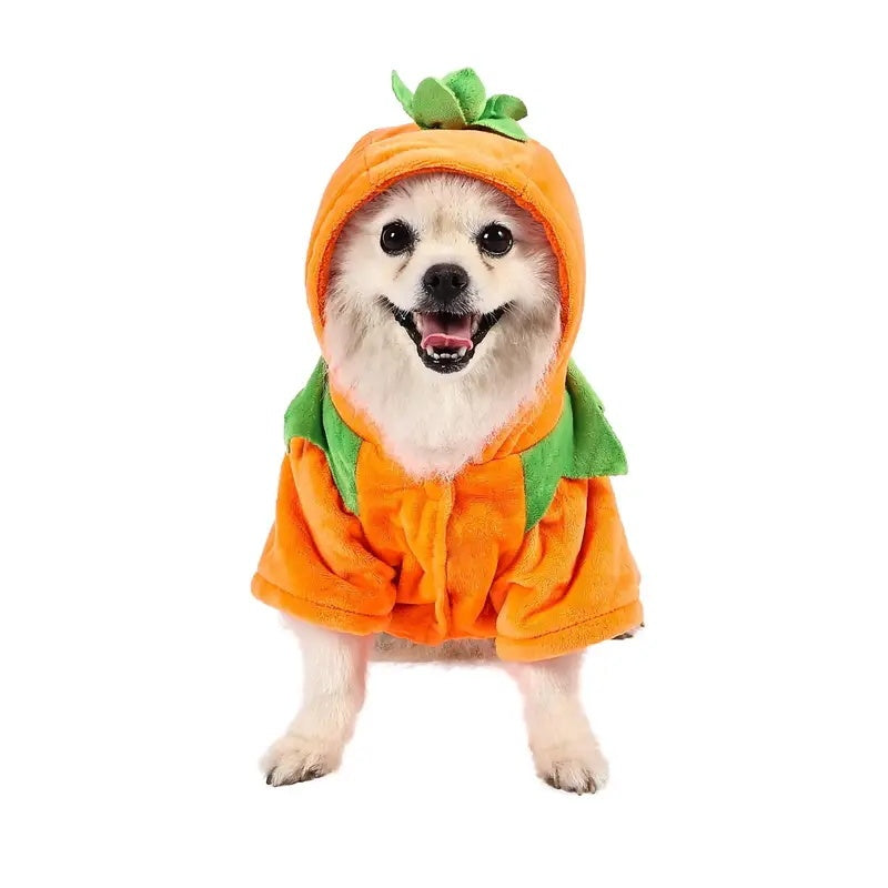 Dog Hoodie Cute Funny Halloween Style Pumpkin Cosplay Costume Warm Puppy Fleece Clothes - DropOnline.co
