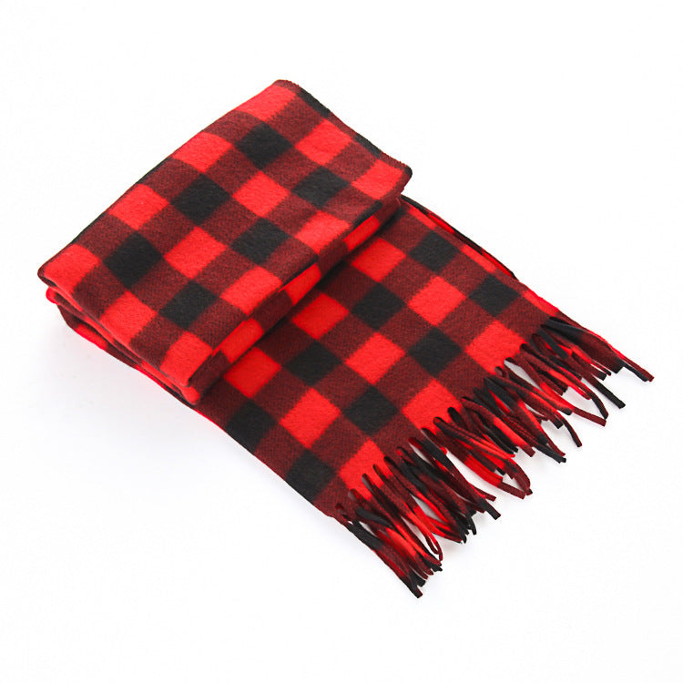 Unisex Black & White Plaid Thermal Scarf - Plus Size Winter Wrap - DropOnline.co