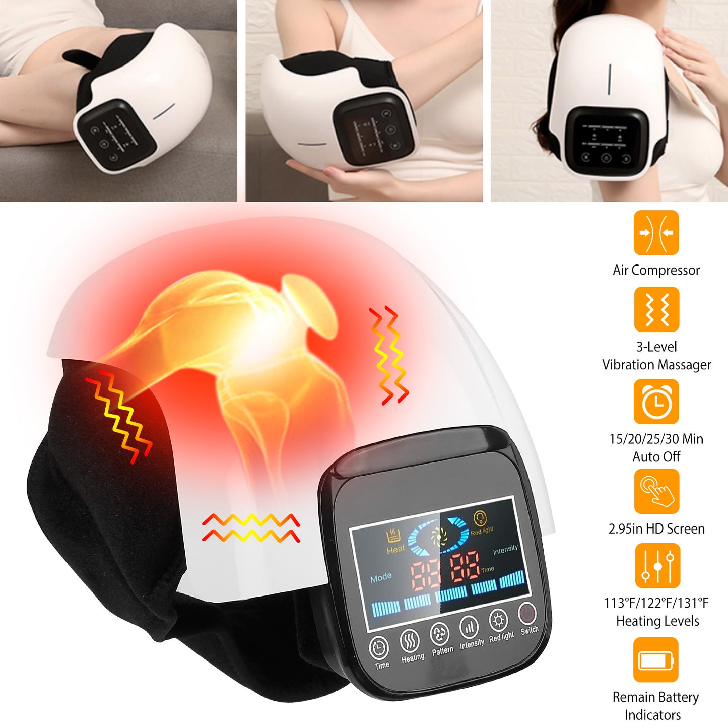 1Pc Electric Rechargeable Knee Massager Infrared Heat Pain Relief Therapy Knee Brace Wrap With Air Pressure Kneading Timer Temperature Adjustment - DropOnline.co