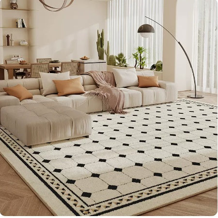 Living Room Carpet Checkerboard Bedroom Floor Cushion Sofa Coffee Table Blanket Dirt Resistant - DropOnline.co