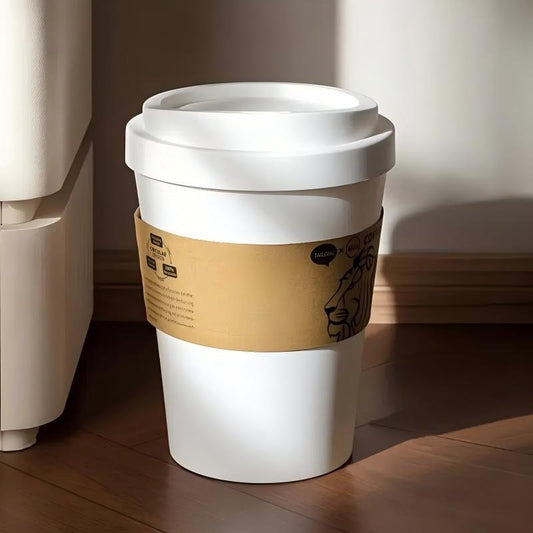 2025 New Elegant Lion Theme Coffee Cup Trash Can Deodorizing Push-On Lid Black And White Odor Resistance High Aesthetic Large Capacity - DropOnline.co