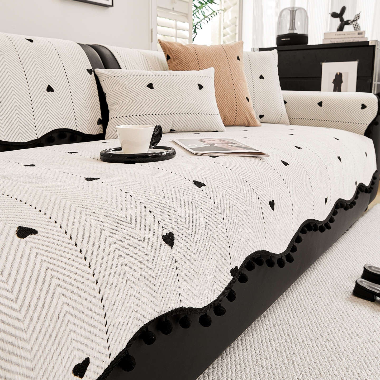 Chenille Straight-row Leather Sofa Cushion - DropOnline.co