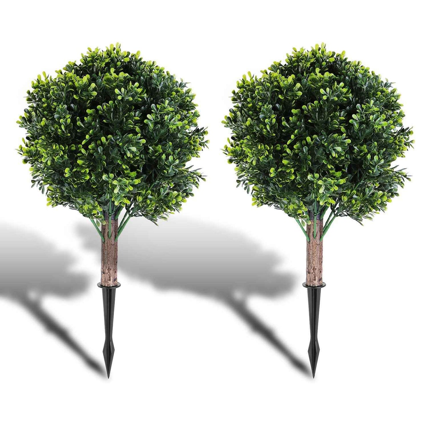 2 Packs Faux Boxwood Ball Trees - Artificial Topiary with Ground Spike