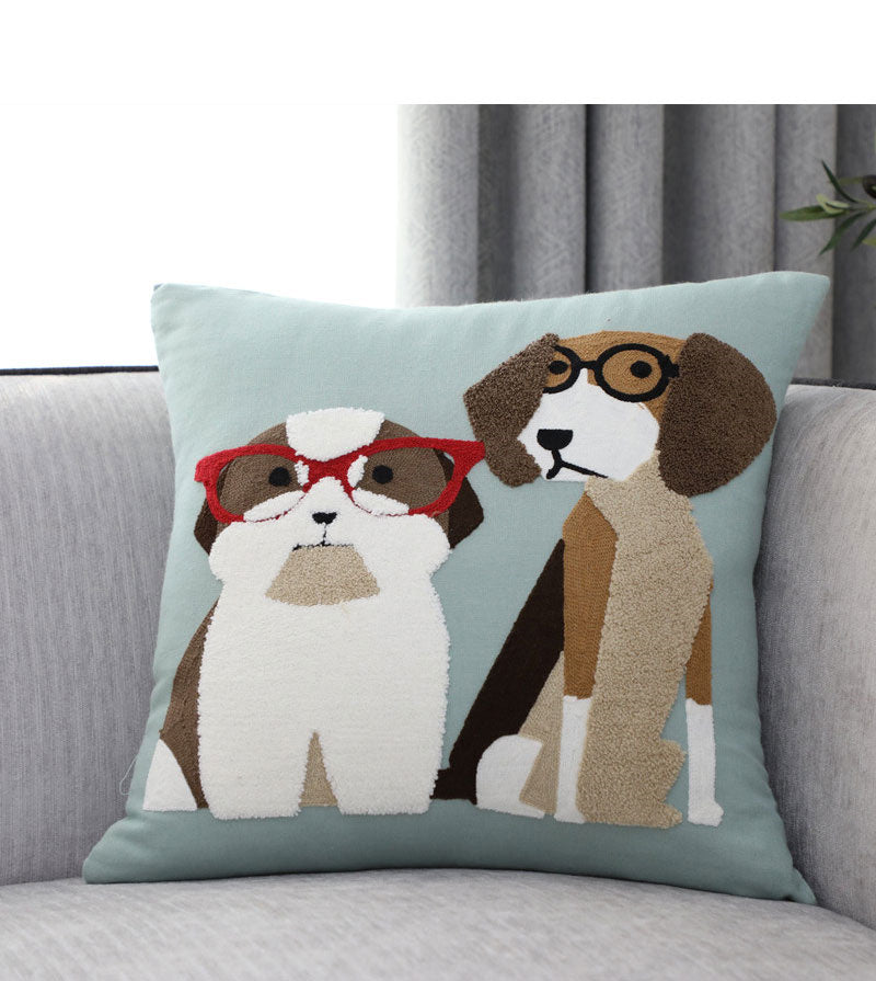 Pillow Embroidered Cushion With Core American Dog - DropOnline.co