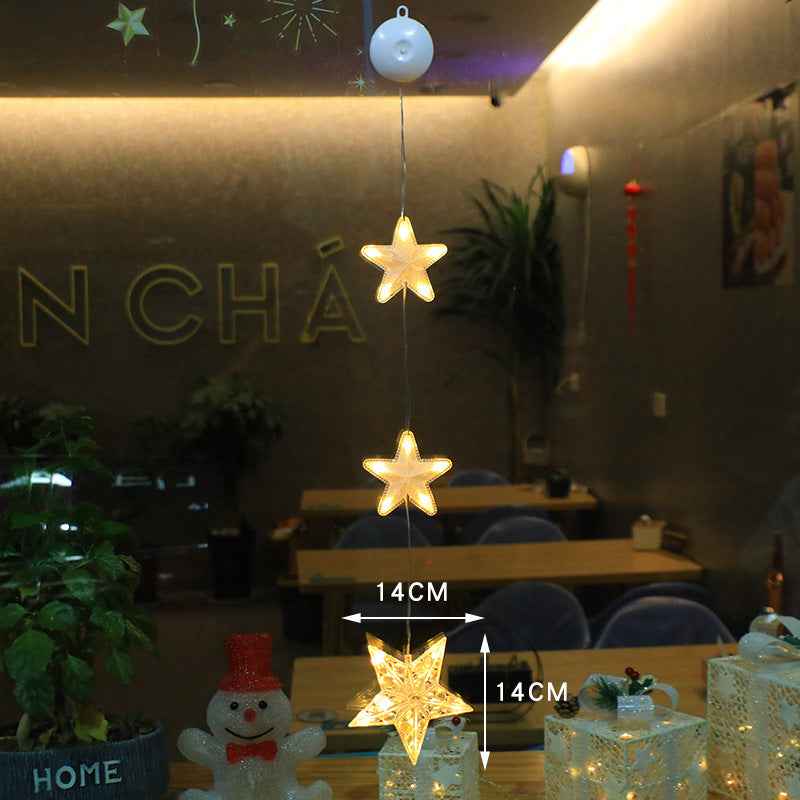Christmas LED Suction Cup Window Lights 3-Pack - Star Tree Snowflake Hanging Ornaments - DropOnline.co