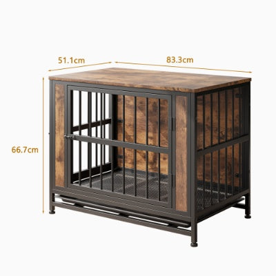 Dog Crate Furniture  Wooden Dog Crate Table 32.8 Dog Kennel With 2 Sliding Doors And Thick Iron Door Frame  Decorative Pet Crate House For Medium Small Dog Indoor Use Rustic Brown - DropOnline.co
