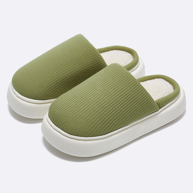 New Simple Pure Color Comfort Knitted Fabric Couple Latex Home Cotton Slippers - DropOnline.co