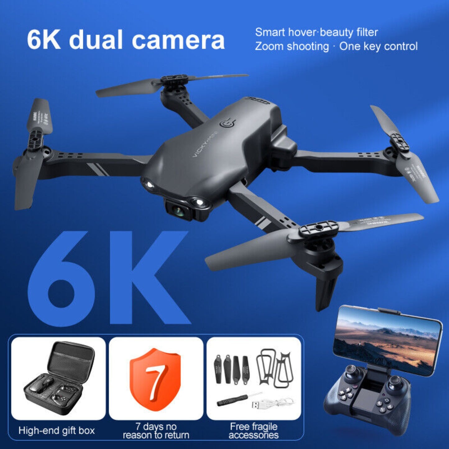 4DRC V13 RC Drone - 1080P HD Dual Camera WiFi FPV Foldable Quadcopter with 2 Batteries - DropOnline.co