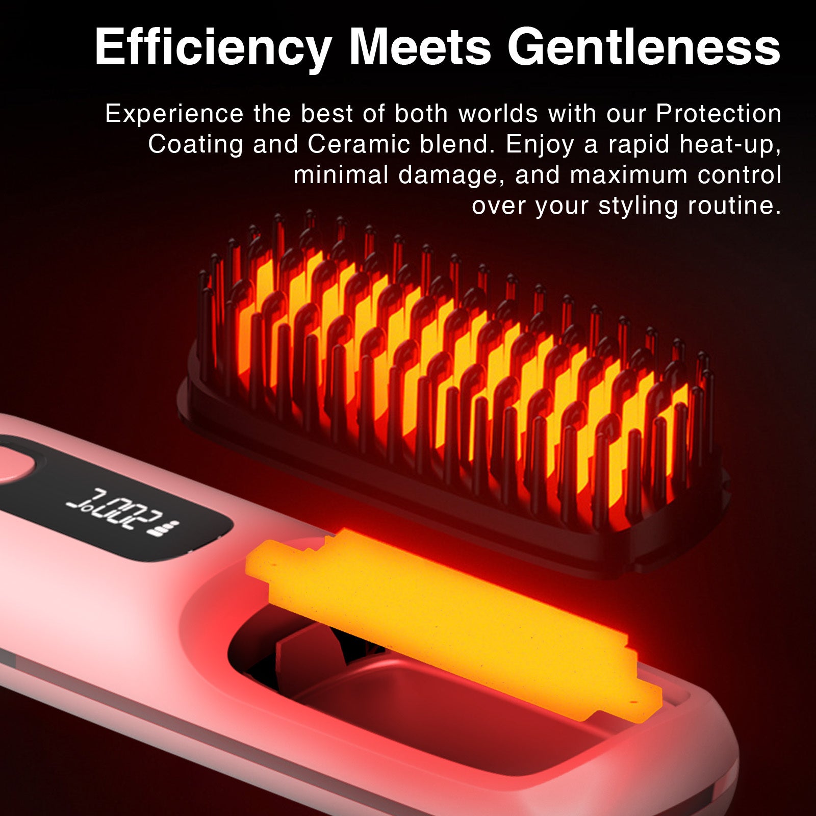 S7 Portable Cordless Hair Straightening Brush With LED Display - Lightweight Mini Negative Ion Hot Brush, USB Rechargeable Women's Travel Essentials Gift, Scald Protection - DropOnline.co