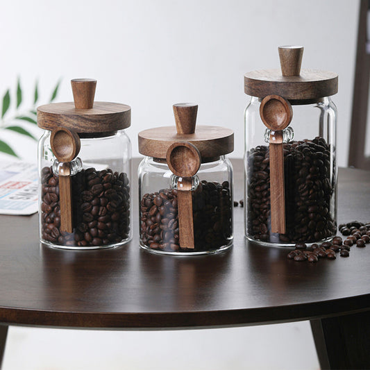3Pcs Glass Coffee Jars With Spoons,Candy Jars,Biscuit Jars,Storage Jars,Tea Jars - DropOnline.co