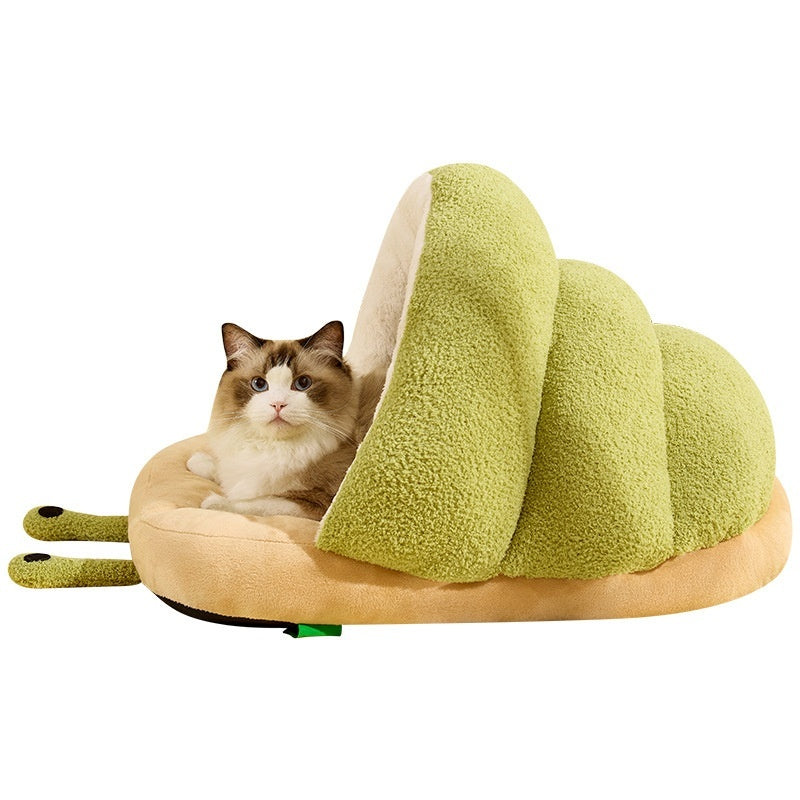 Warm Cat Semi-Closed Snail Slippers Nest - Cozy Pet Bed with Unique Slipper Design - DropOnline.co