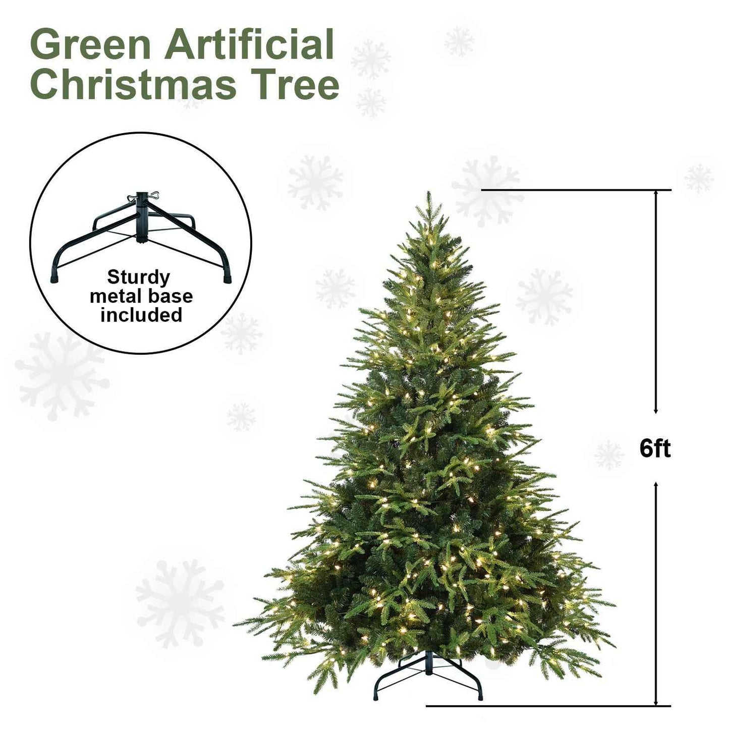 PVC Christmas Tree Green with Lights - Classic Pre-Lit Tree