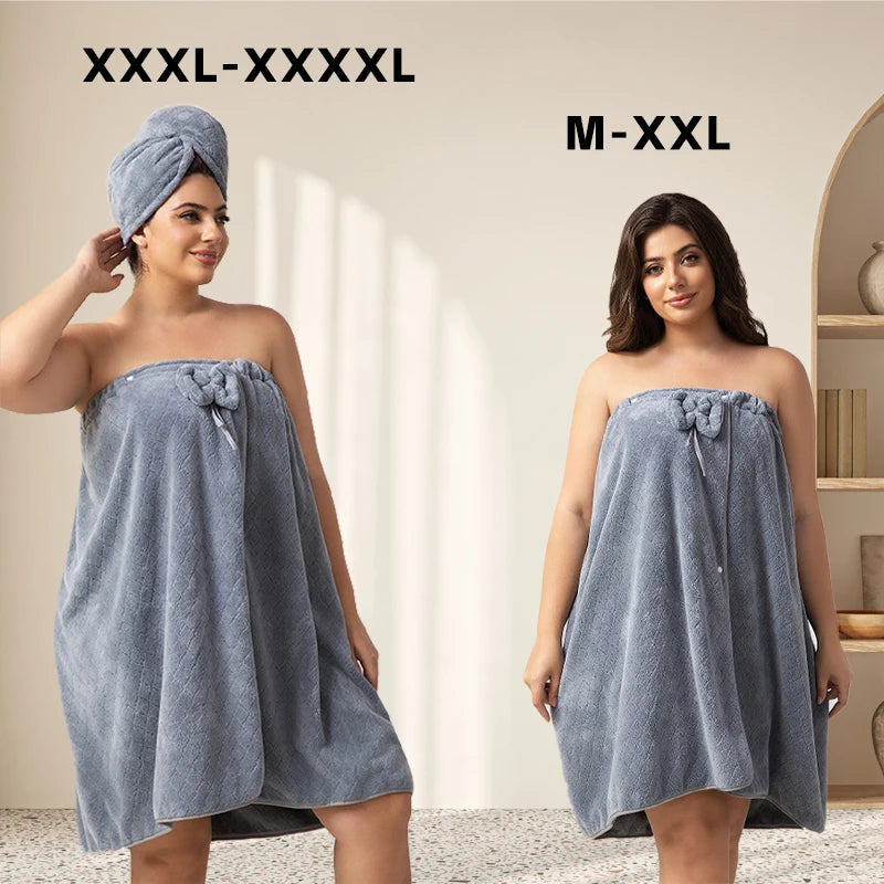 Wearable Bath Towel Set with Shower Cap — Home, Sauna & Spa