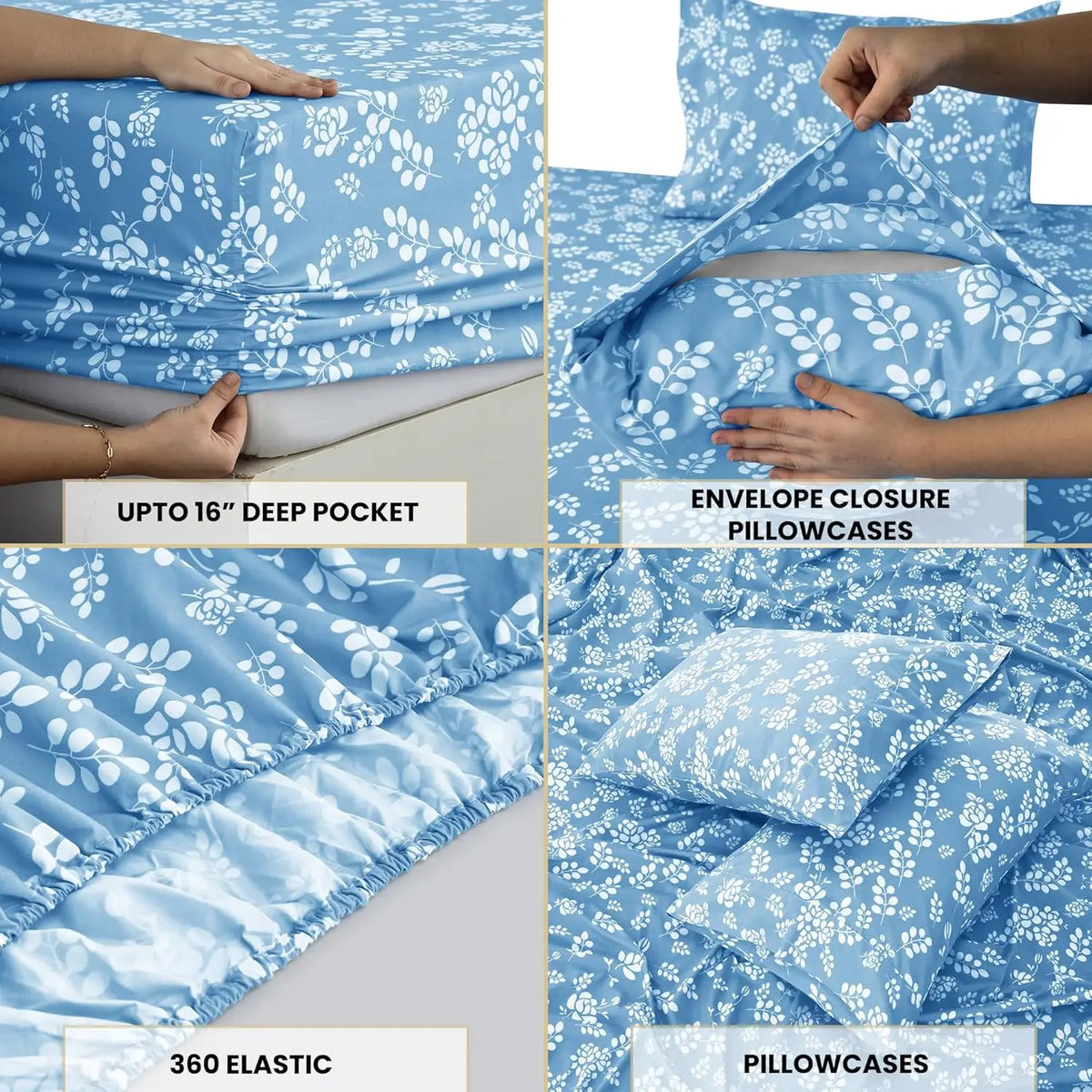 Lux Décor 4pc Floral Microfiber Sheet Set