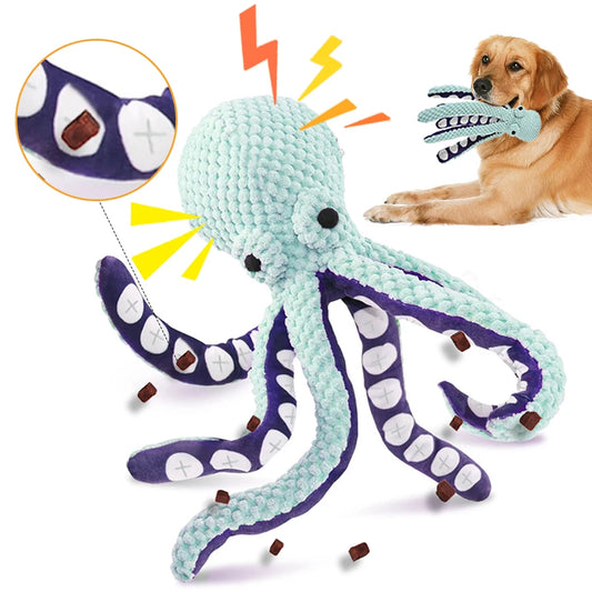 Jouet poulpe couineur coquille puzzle – Jouet en peluche à renifler pour chien et chat pour le nettoyage des dents et le jeu