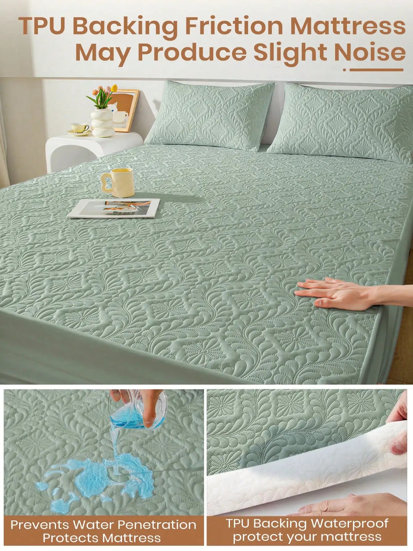 Fitted sheet, size 99X190cm (38.97X74.8 inch), 30cm (11.81 inch) deep pocket. Waterproof, skin-friendly and comfortable, perfect for bedrooms.