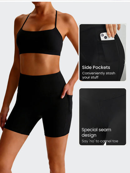 5-Pack Women’s High Waist Biker Shorts with Pockets — Tummy Control