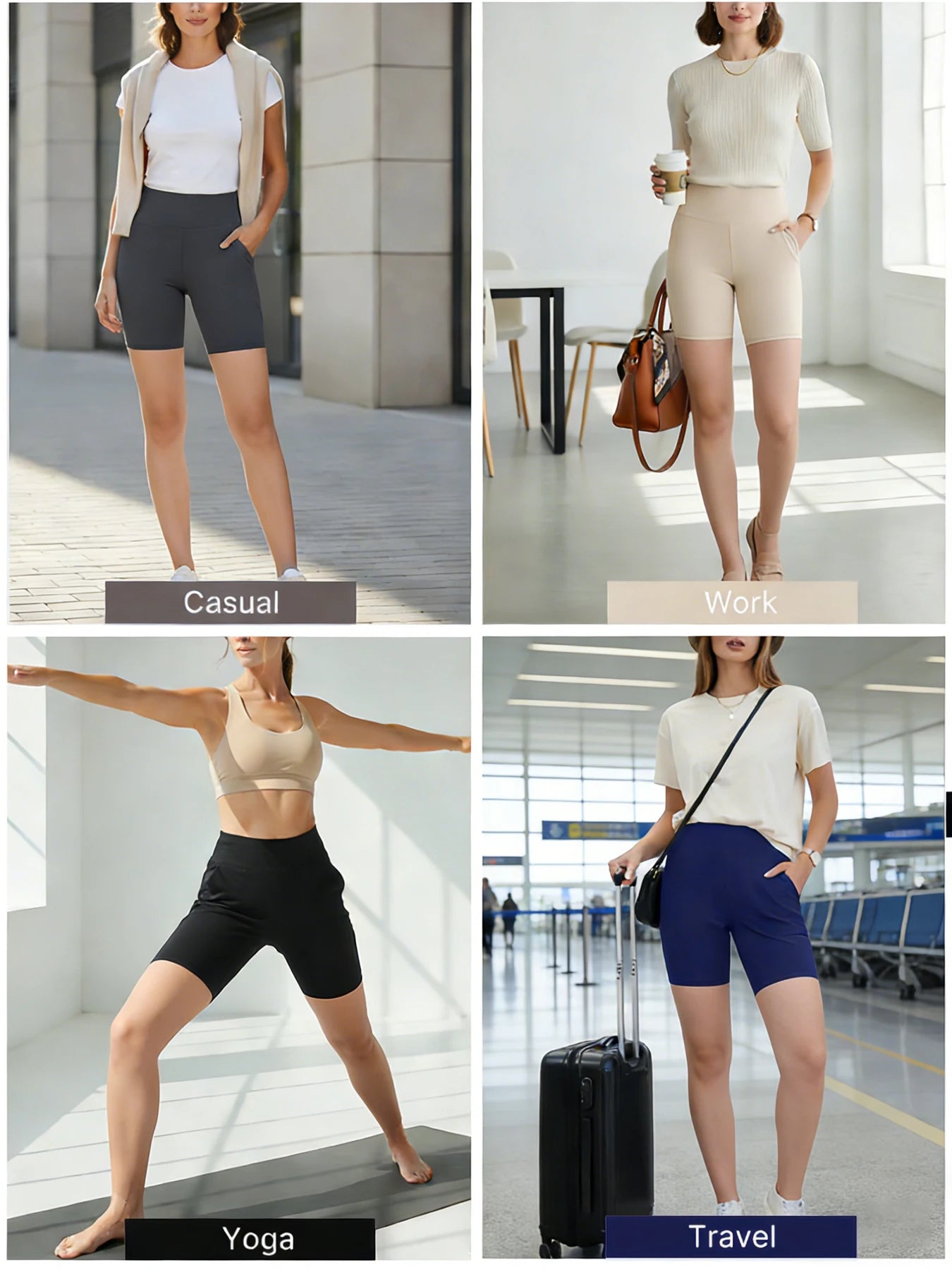 5-Pack Women’s High Waist Biker Shorts with Pockets — Tummy Control