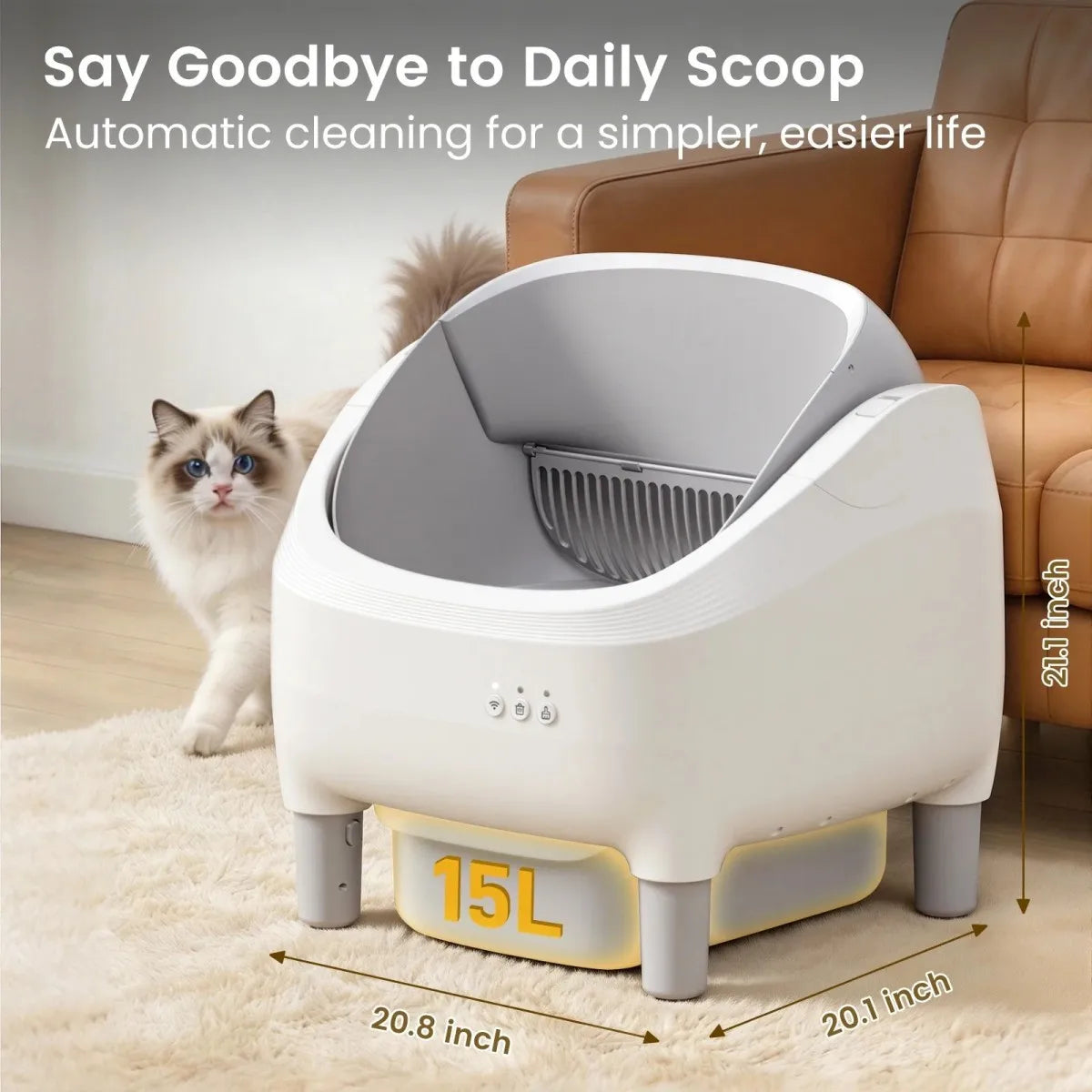Smart Self-Cleaning Cat Litter Box, App & WiFi Control