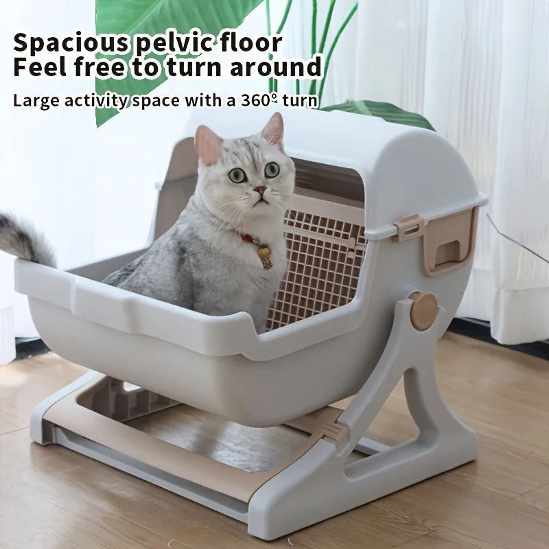 Self-Draining Cat Litter Box — No Scoop Needed, Odor-Proof & Leak-Proof with Removable Grid
