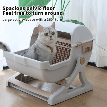 Self-Draining Cat Litter Box — No Scoop Needed, Odor-Proof & Leak-Proof with Removable Grid