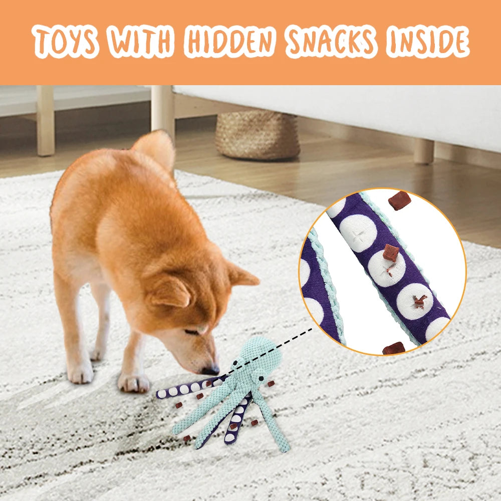 Squeaky Octopus Shell Puzzle Toy – Dog & Cat Plush Sniff Toy for Teeth Cleaning & Play