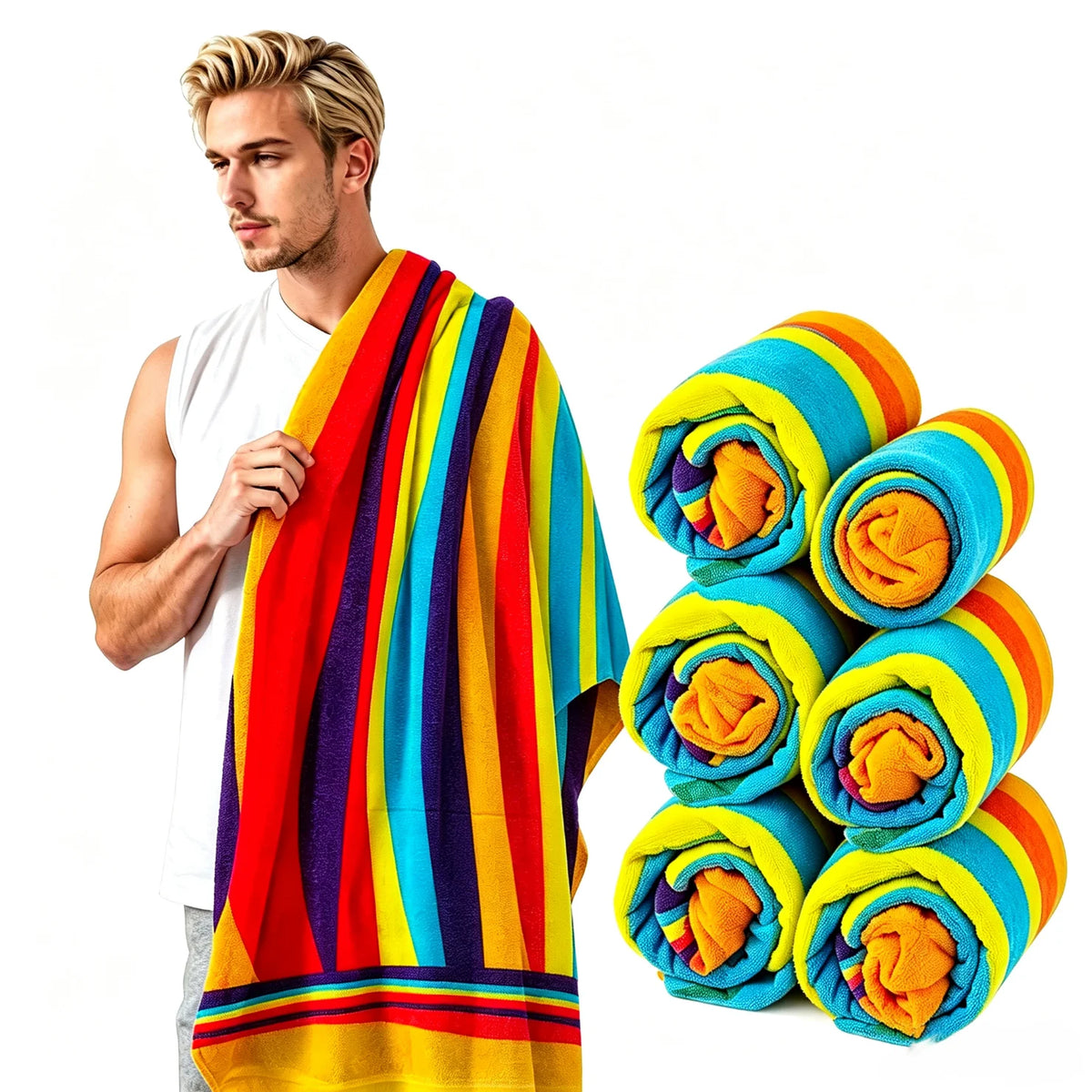 Ultra-Soft Extra Large Beach Towel 6/10pcs Set 70x35 Quick Dry Sand