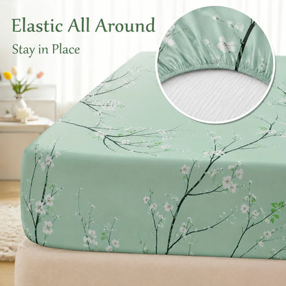 3-Piece Floral Fitted Sheet Set with 2 Pillowcases