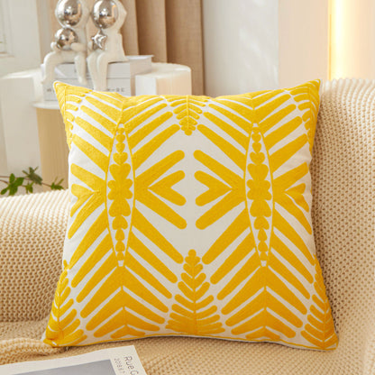 Textured Cotton Blend leaf tropical design Throw Pillow (With insert) size 18"x18"