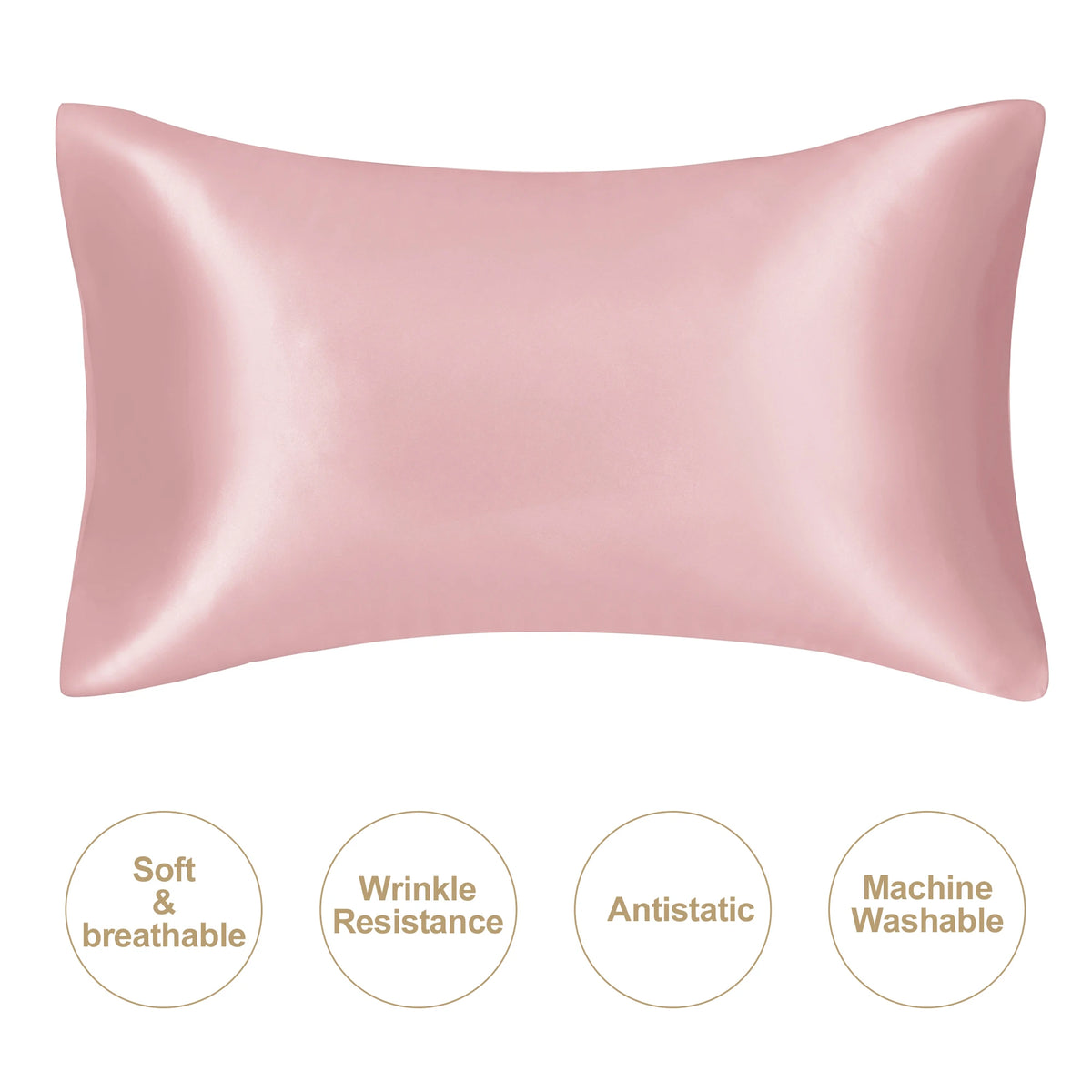 JuwenSilk Mulberry Silk Pillowcase, White, Standard