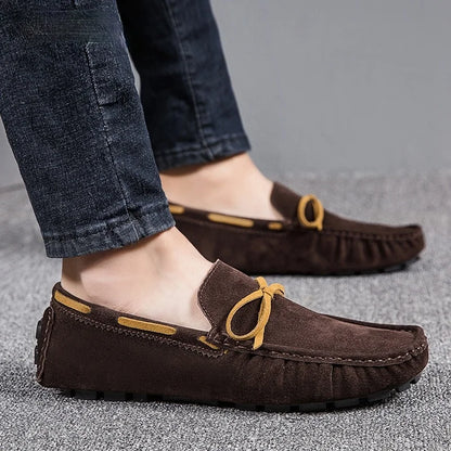 Men's Luxury Moccasin Loafers | Lightweight Designer Slip-On Flats | Gray Brown Black
