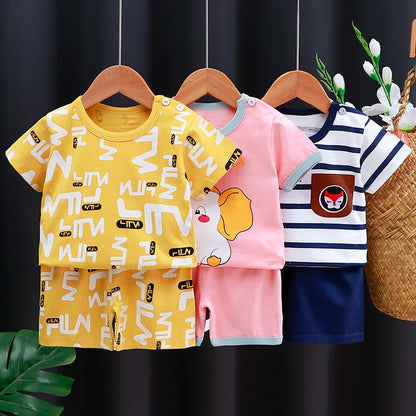 Cartoon Cotton T-Shirt & Shorts Tracksuit Set