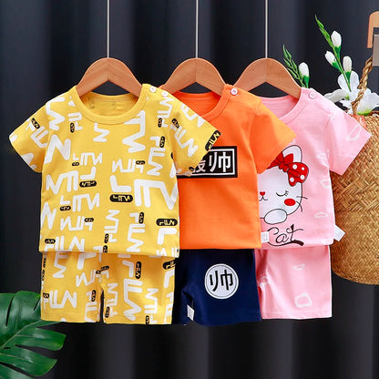 Cartoon Cotton T-Shirt & Shorts Tracksuit Set