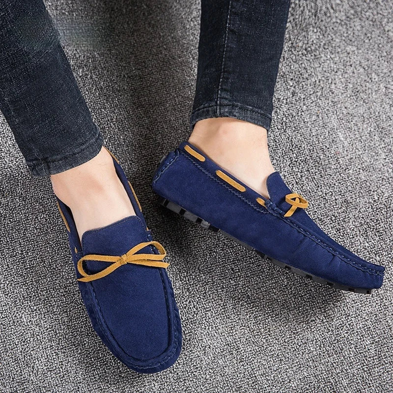 Men's Luxury Moccasin Loafers | Lightweight Designer Slip-On Flats | Gray Brown Black