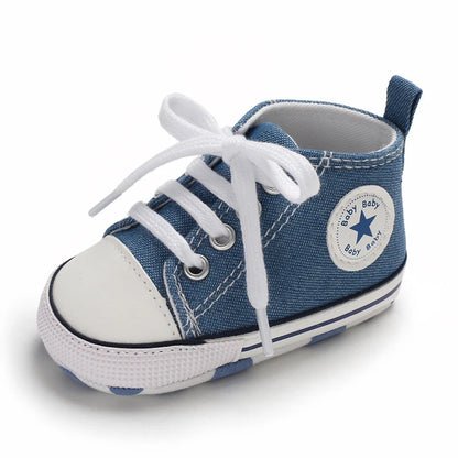 0-18 Months Baby Canvas Classic Sports Shoes Newborn Boys and Girls Printed Star First Walkers Shoes Infant Anti slip Baby Shoes