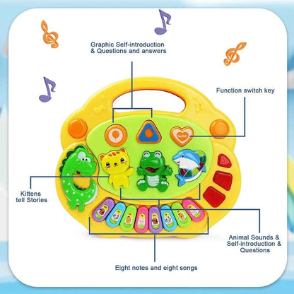 Kids Cartoon Piano Keyboard Game with Animal Sounds Flashing Light Music Baby Instrument Music Toys Educational Toys Kids Gifts