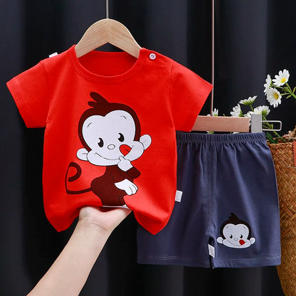 Cartoon Cotton T-Shirt & Shorts Tracksuit Set