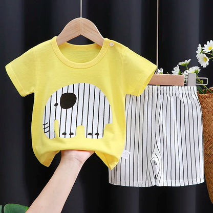Cartoon Cotton T-Shirt & Shorts Tracksuit Set