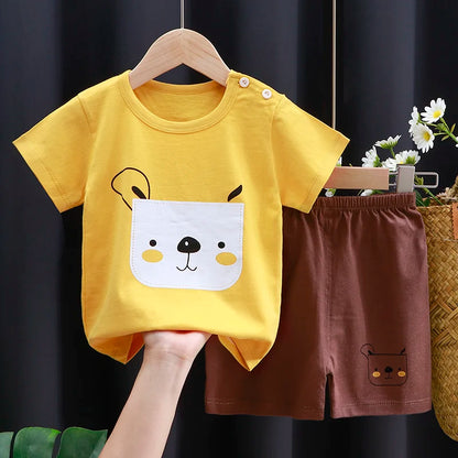 Cartoon Cotton T-Shirt & Shorts Tracksuit Set