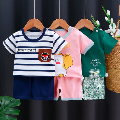 Cartoon Cotton T-Shirt & Shorts Tracksuit Set